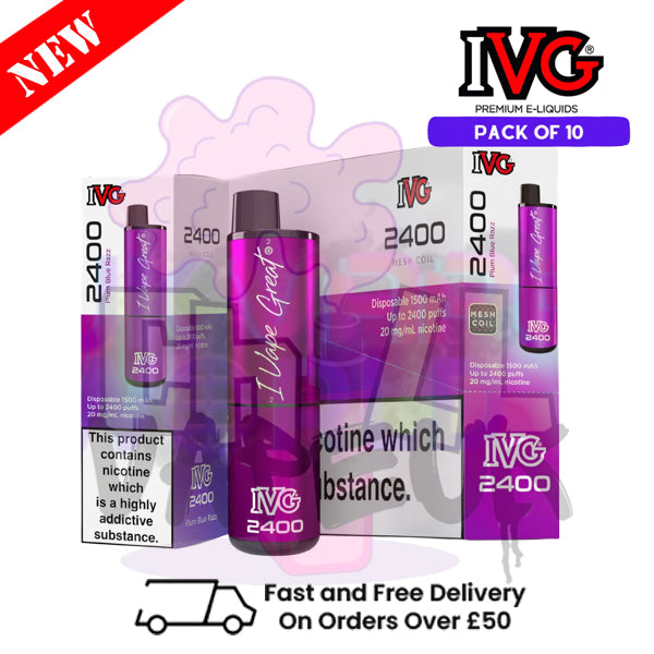Box Of 10 - IVG 2400 Puff Bar 4 IN 1 Disposable Vape Pen Kit