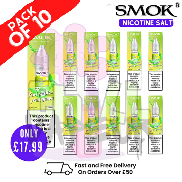 Kiwi Passionfruit Guava Smok Nic Salt E Liquid BOX OF 10