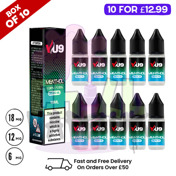 Menthol VU9 E-Liquid Juice 10ml Nic Eliquid - 10 x 10ML