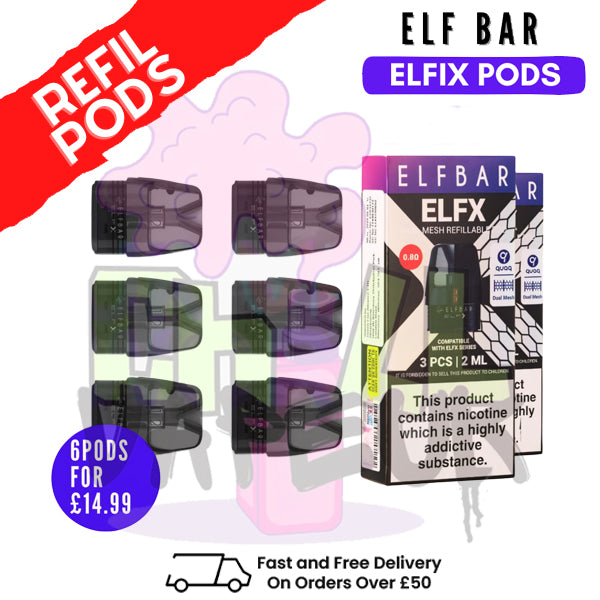 Elf Bar ELFX Replacement Pod (2 X Pack Of 3) - 6PK
