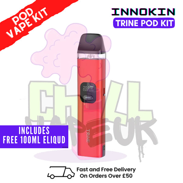 Solar Red Innokin Trine Pod Vape Kit + FREE 100ML Eliquid