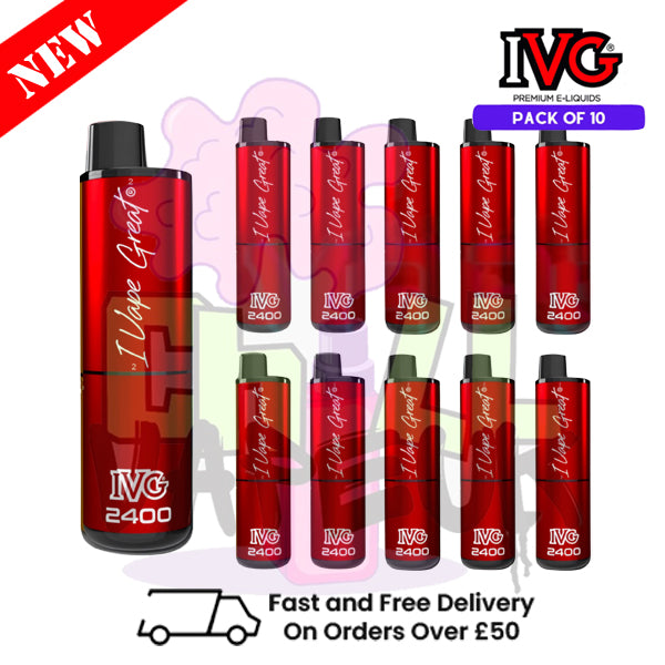 Box Of 10 - Fizzy Cherry IVG 2400 Disposable Vape Pen Kit
