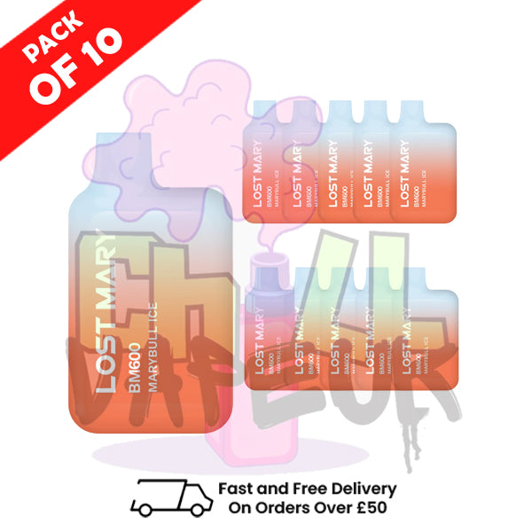 Marybull (Energy) Ice - Lost Mary 600 Puff Bars Pack Of 10 BM600 Disposable