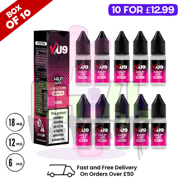 Fruit Pastilles VU9 E-Liquid Juice 10ml Nic Eliquid - 10 x 10ML Bundle