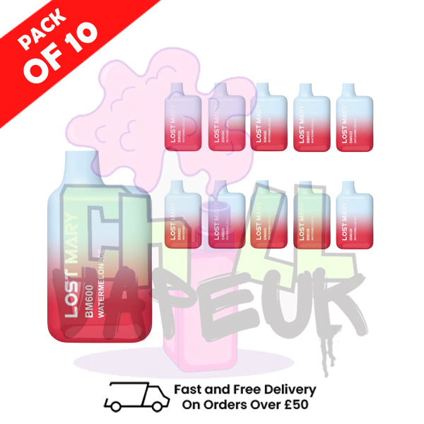 Watermelon ICE - Lost Mary 600 Puff Bars Pack Of 10 BM600 Disposable