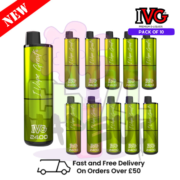 Box Of 10 - Lemon Lime IVG 2400 Disposable Vape Pen Kit