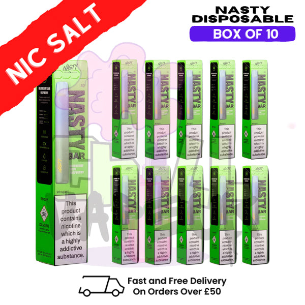 Blue Sour Raspberry - Nasty Bar DX2 Disposable Box Of 10