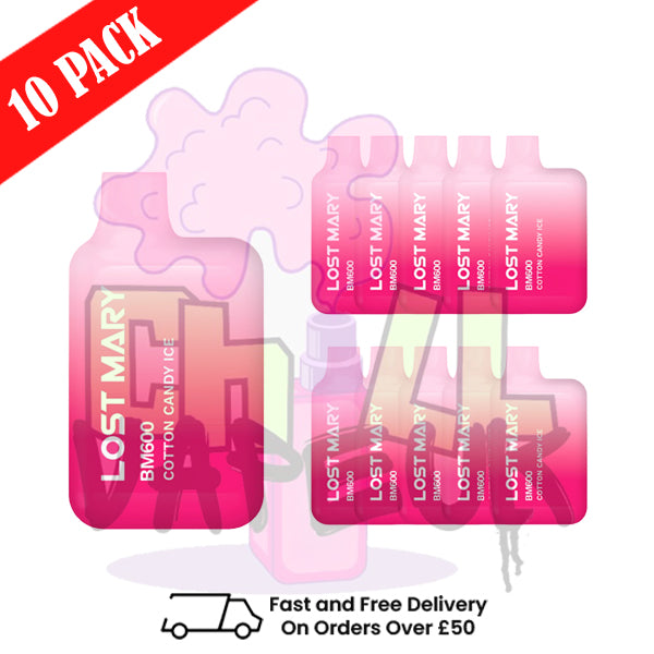 Cotton Candy Ice - Lost Mary 600 Puff Bars Pack Of 10 BM600 Disposable