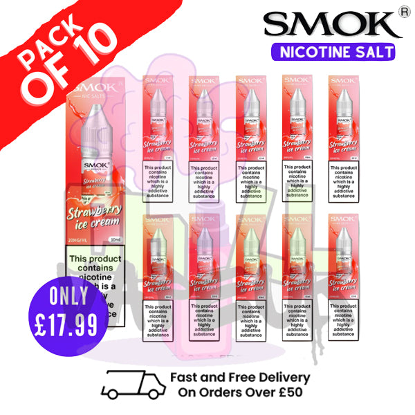 Strawberry Ice Cream Smok Nic Salt E Liquid BOX OF 10