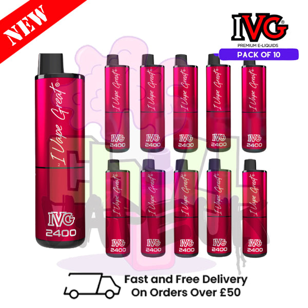 Box Of 10 - Strawberry ICE IVG 2400 Disposable Vape Pen Kit