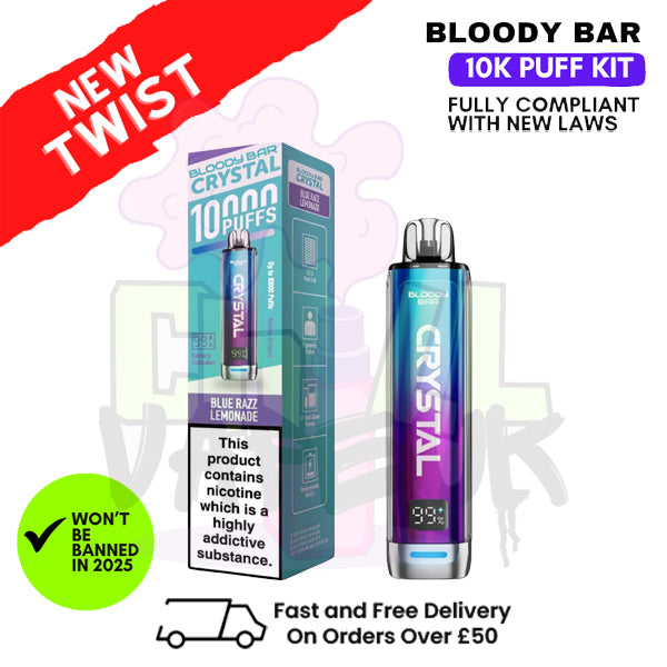 Bloody Bar Crystal Blue Razz Lemonade 10K Puff Pod Kit
