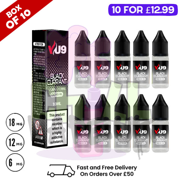 Blackcurrant VU9 E-Liquid Juice 10ml Nic Eliquid - 10 x 10ML BUNDLE