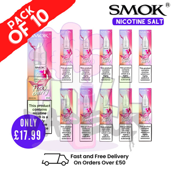 Fizzy Cherry Smok Nic Salt E Liquid BOX OF 10