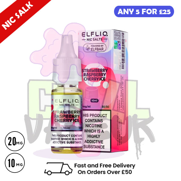 ElfLiq 'Strawberry Raspberry Cherry ICE' Nic Salt 10ML eLiquid