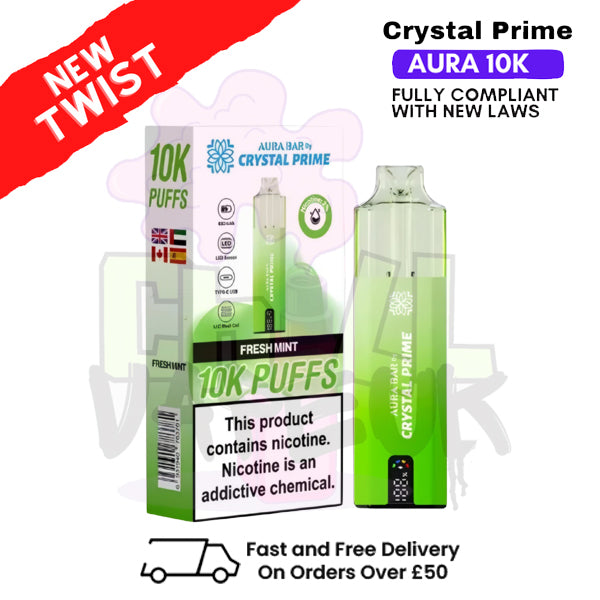Fresh Mint Crystal Prime 10K Puff Pod Kit - Chill Vape UK