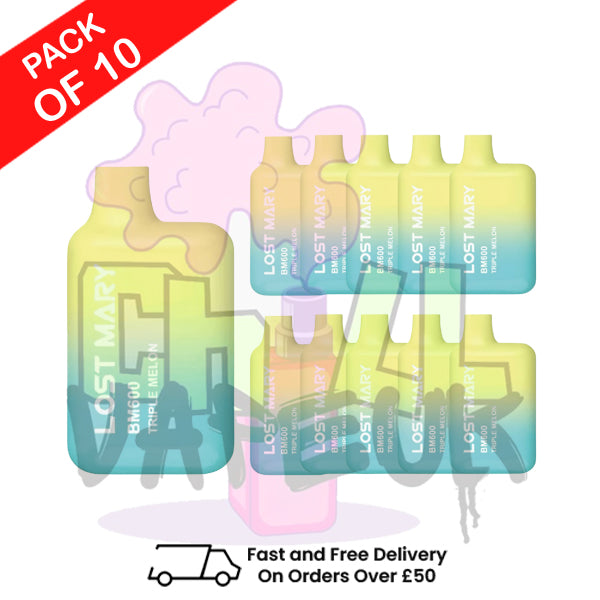 Triple Melon - Lost Mary 600 Puff Bars Pack Of 10 BM600 Disposable