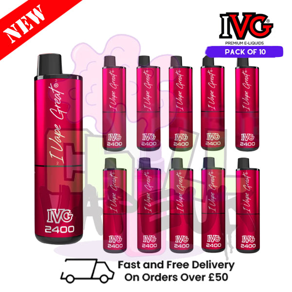 Box Of 10 - Red Apple ICE IVG 2400 Disposable Vape Pen Kit