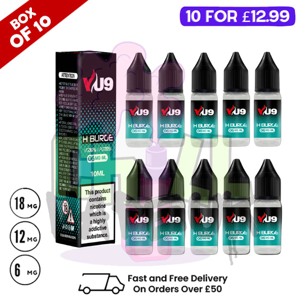 H Burge VU9 E-Liquid Juice 10ml Nic Eliquid - 10 x 10ML BUNDLE