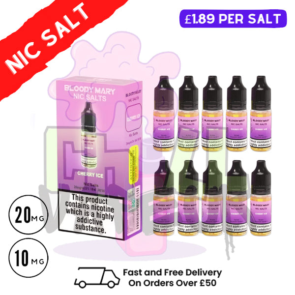 Cherry ICE - Bloody Mary Nic Salt Box of 10