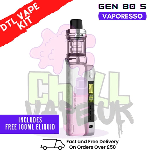 Silver Vaporesso GEN 80 S Vape Kit + Free 100ml - £27.99