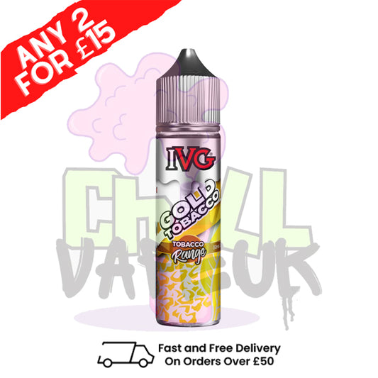 Gold IVG Shortfill Juice 50ML Eliquid - Tobacco RANGE