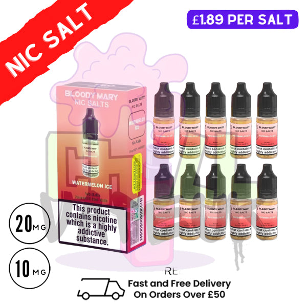 Watermelon ICE Bloody Mary Nic Salt Box of 10