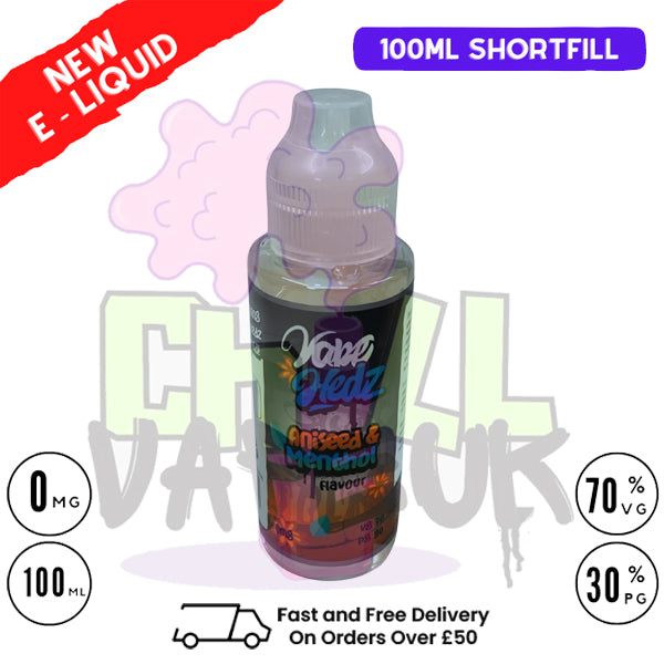 Aniseed & Menthol Vape Hedz 100ml Shortfill Eliquid