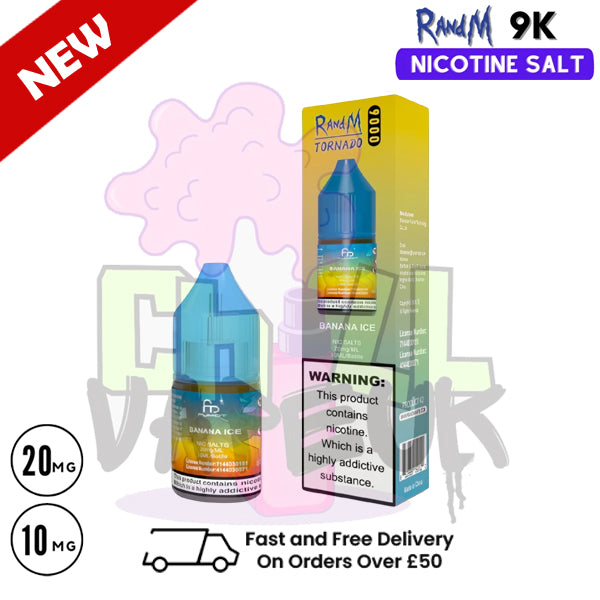 Banana ICE RandM Tornado 9000 Nic Salt 10ml eLiquid - £1.99