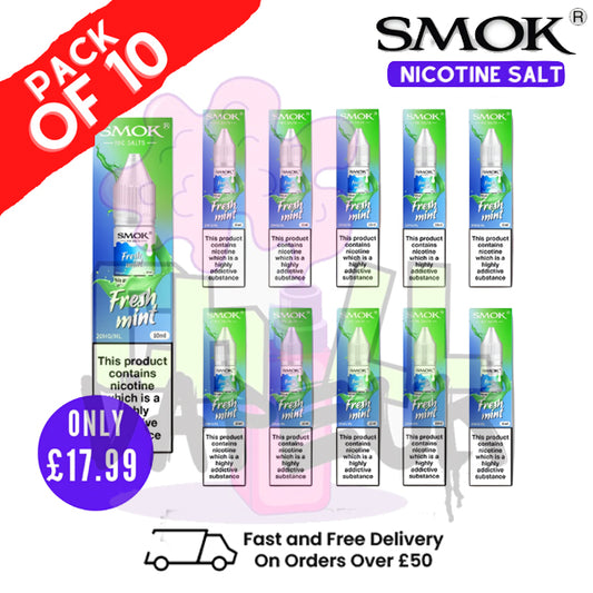 Fresh Mint Smok Nic Salt E Liquid BOX OF 10