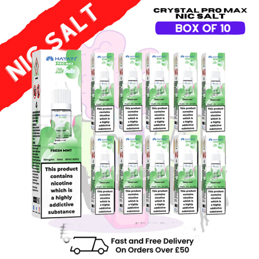 Fresh Mint Hayati Crystal Bar Pro Max Pack Box Of 10 Nic Salts