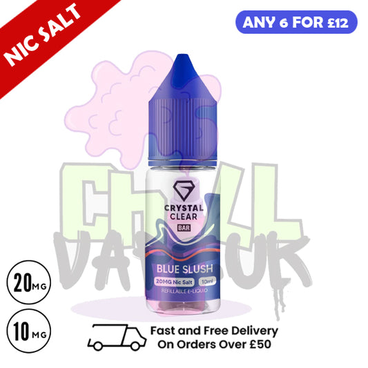 Crystal Clear 'Blue Slush' Bar Nic Salt