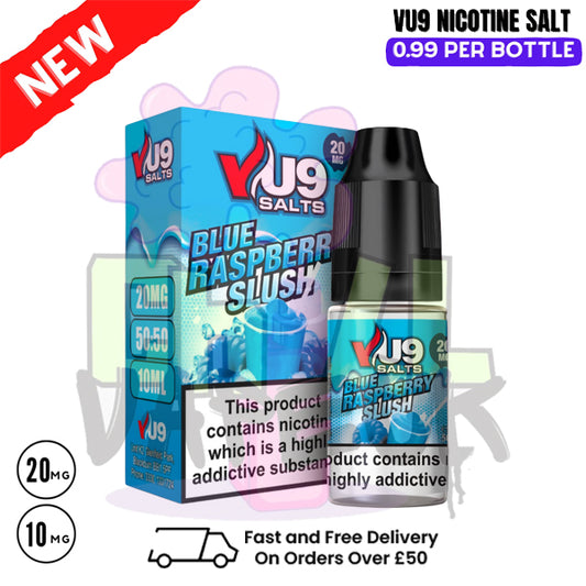Blue Raspberry Slush Pod Nic Salt 10ml Nicotine E Juice by VU9