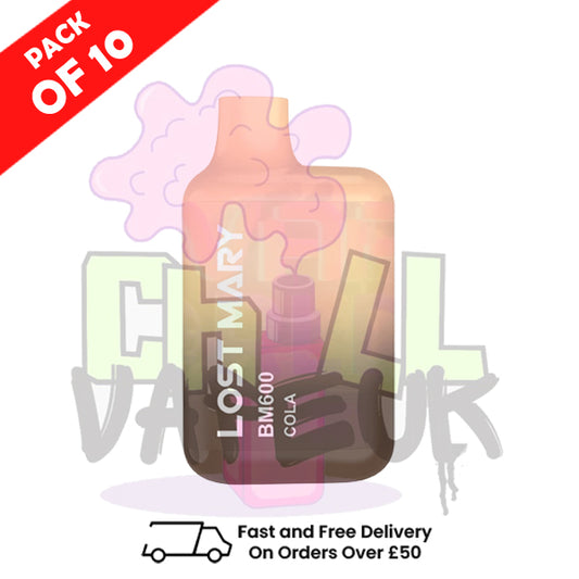 Cola (NEW) Lost Mary 600 Puff Bars Pack Of 10 BM600 Disposable