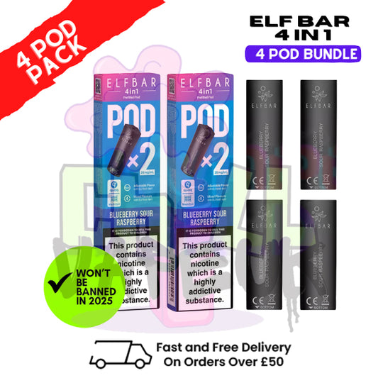 Elf Bar 4 in 1 Replacement Pods Blue Sour Raspberry | 2%