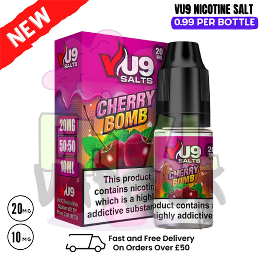 Cherry Bomb Pod Nic Salt 10ml Nicotine E Juice by VU9 - 99p Eliquid