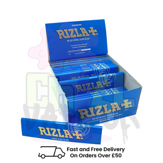 Rizla King Size Blue Slim Rolling Cigarette Papers Full Box 50 Booklets