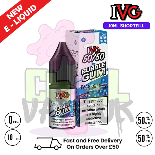 IVG 50/50 Bubblegum 10ml E Liquid - ONLY £1.99