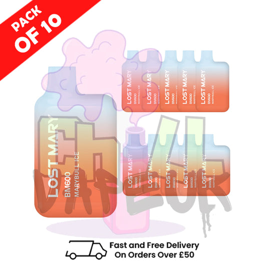 Marybull (Energy) Ice - Lost Mary 600 Puff Bars Pack Of 10 BM600 Disposable