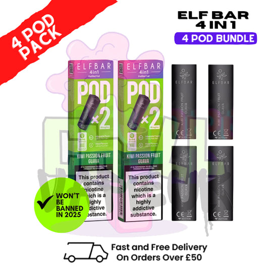 Elf Bar 4 in 1 Replacement Pods Kiwi Passionfruit Guava | 2%