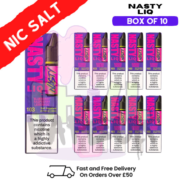 Blue Raspberry Lemonade - NastyLiq Nic Salt Box Of 10