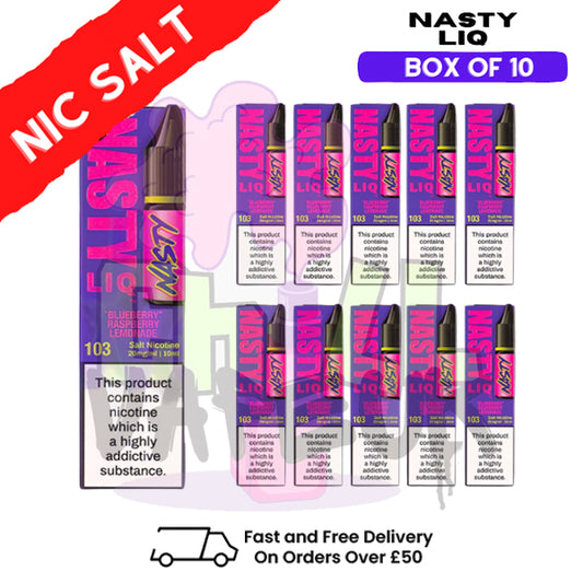 Blue Raspberry Lemonade - NastyLiq Nic Salt Box Of 10