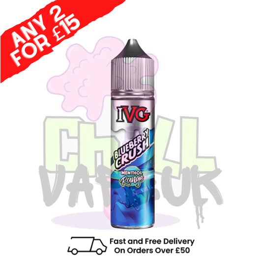 Blueberry Crush IVG Shortfill Juice 50ML Eliquid - MENTHOL RANGE