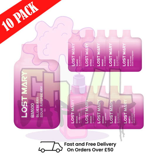 Blueberry Sour Raspberry - Lost Mary 600 Puff Bars Pack Of 10 BM600 Disposable