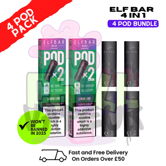 Elf Bar 4 in 1 Replacement Pods Lemon Lime | 2%