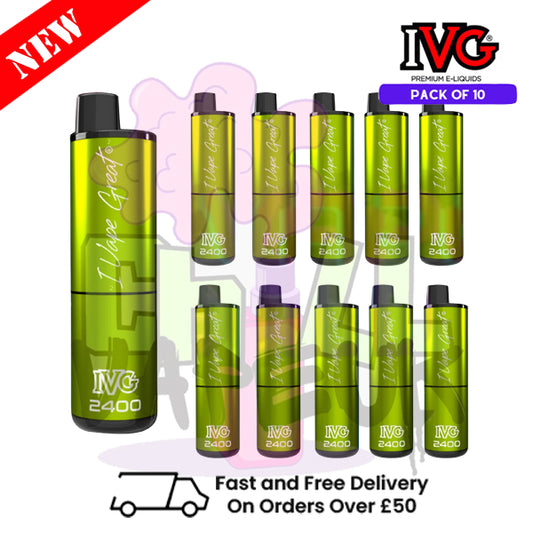 Box Of 10 - Lemon Lime IVG 2400 Disposable Vape Pen Kit
