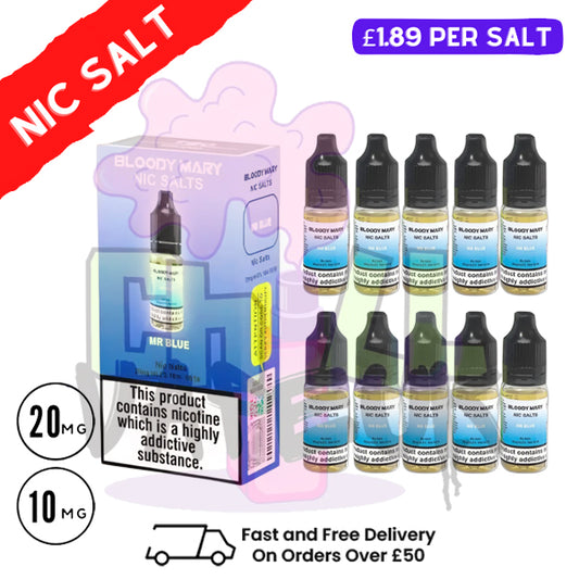 MR BLUE Bloody Mary Nic Salt Box of 10