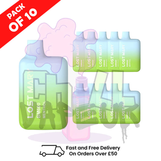 Menthol - Lost Mary 600 Puff Bars Pack Of 10 BM600 Disposable