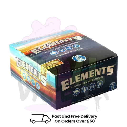Elements Ultra Thin Rice Cigarette Papers - King Size Slim - Box Of 50