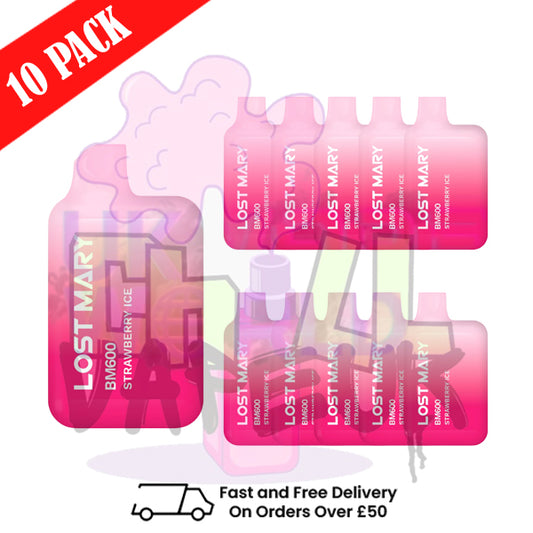 Strawberry ICE Lost Mary 600 Puff Bars Pack Of 10