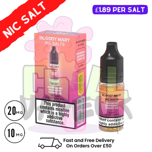 Strawberry Raspberry Cherry ICE - Bloody Mary 10ML Nic Salt